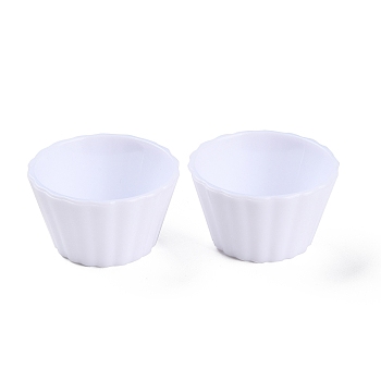 Mini Plastic Simulated Egg Tart Cup, Miniature Landscape Kitchen Model Dollhouse Accessories Decorations, White, 37x21mm