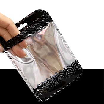 50Pcs Rectangle Plastic Zip Lock Gift Bags, Self Sealing Reclosable Package Pouches for Pen Keychain Watch Storage, Black, 11x7cm