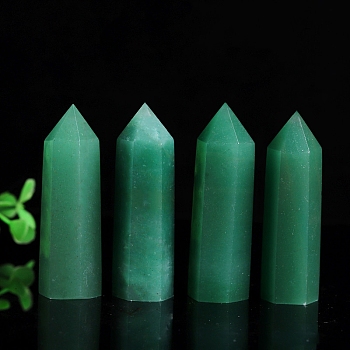 Point Tower Natural Green Aventurine Healing Stone Wands, for Reiki Chakra Meditation Therapy Decos, Hexagonal Prisms, 40~50mm