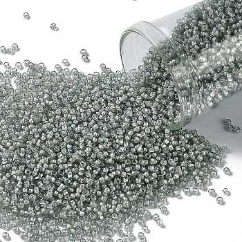 TOHO Round Seed Beads, Japanese Seed Beads, (376) Inside Color Med Gray/White-Lined, 15/0, 1.5mm, Hole: 0.7mm, about 15000pcs/50g