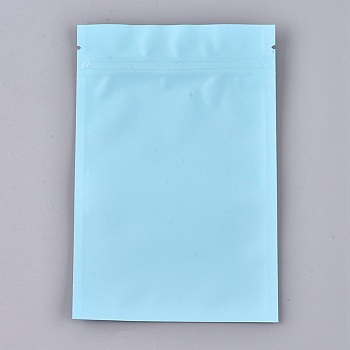 Solid Color Plastic Zip Lock Bags, Resealable Aluminum Foil Pouch, Food Storage Bags, Light Sky Blue, 15x10cm, Unilateral Thickness: 3.9 Mil(0.1mm)