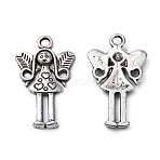 Tibetan Style Alloy Fairy Pendants, Cadmium Free & Nickel Free & Lead Free, Antique Silver, 25x15x2mm(TIBEP-S613-AS-FF)