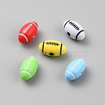 Opaque Acrylic Beads, Rugby, Mixed Color, 9.5x17.5x10mm, Hole: 2.5mm(SACR-TAC0010-001)