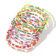 Summer Colorful Glass Seed Beaded Stretch Bracelet Sets, Stackable Bracelets for Women(XT3323)