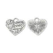 Alloy Pendants, Cadmium Free & Lead Free, Heart, Antique Silver, 23x24x2mm, Hole: 3mm(PALLOY-20161-AS-RS)