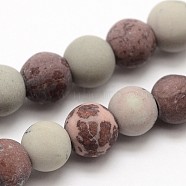 Natural Dendritic Jasper Frosted Round Beads Strands, Chohua Jasper, 6mm, Hole: 1mm, about 65pcs/strand, 15.0 inch(G-O039-02-6mm)