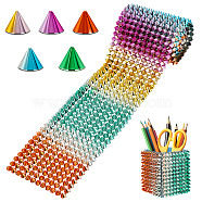 12-Row Resin Spike Stud Cone Flatback Punk Rock Trim Mesh Bead Craft, Colorful, 97mm, 1 yard, about 0.9144m/set(FIND-GA0003-72B)