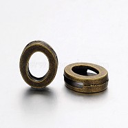 Tibetan Style Antique Bronze Plated Alloy Letter Slide Charms, Nickel Free, Letter.O, 10~12x8~13x4mm, Hole: 2x8mm(PALLOY-J542-O-NF)