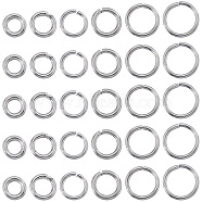 600Pcs 6 Styles 304 Stainless Steel Jump Rings, Open Jump Rings, for Chainmaille Weaves, Stainless Steel Color, 5~10x1.2mm, Inner Diameter: 2.6~7.6mm, 100pcs/style(STAS-SP0001-69)