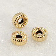 Yellow Gold Filled Corrugated Beads, 1/20 14K Gold Filled, Cadmium Free & Nickel Free & Lead Free, Rondelle, 4x2mm, Hole: 1mm(KK-G157-4x2mm-3)