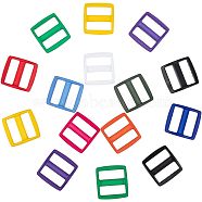 Plastic Buckles, Rectangle, Mixed Color, 33x31.5x7mm, Hole: 9x25.5mm, 6pcs/color, 66pcs/box(KY-NB0001-03)