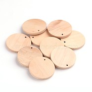 Wood Pendants, Flat Round, BurlyWood, 34.5x3.5mm, Hole: 1mm(X-ZX-TB211Y)