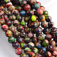 Dyed Natural Imperial Jasper Round Bead Strands, Colorful, 4mm, Hole: 1mm, about 92pcs/strand, 16 inch(G-M274-06-4mm)