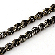 Iron Wheat Chains, Foxtail Chain, Unwelded, Twist Oval, Gunmetal, 8x5.5x1mm, about 16.4 Feet(5m)/roll(X-CH-R009-8x5.5mm-B)