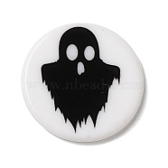 Halloween Series Acrylic Cbabochons, Black, Ghost, 25x3mm(OACR-M012-17)