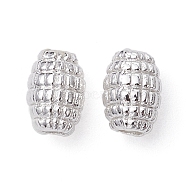 Alloy Spacer Beads, Long-Lasting Plated, Textured, Oval, Silver, 7x5mm, Hole: 1.8mm(FIND-B029-29S)