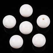 Opaque Acrylic Beads, Round, White, 16mm, Hole: 3mm, 210pcs/500g(OACR-H038-09-01)