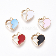 Alloy Enamel Charms, Hollow Love, Golden, Mixed Color, 14.5x14x3mm, Hole: 1.8mm(ENAM-O035-01G-M)