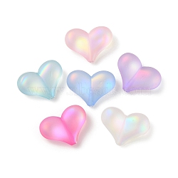 Transparent Spray Painted Acrylic Beads, Heart, Mixed Color, 16x22x8mm, Hole: 1.6mm(X-MACR-M026-02)