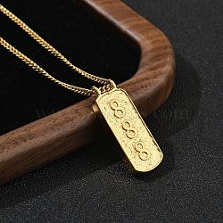 304 Stainless Steel Rectangle Number Pendant Necklaces, Real 18K Gold Plated, Number 8, 12.48 inch(31.7cm)(NJEW-D300-01G-08)