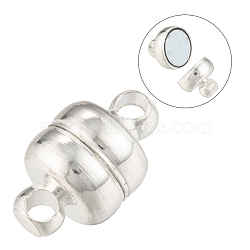 Brass Magnetic Clasps with Loops, Oval, Silver Color Plated, 11x7mm, Hole: 1.5mm(KK-H361-S)