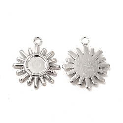 304 Stainless Steel Pendant Cabochon Settings, Sun, Stainless Steel Color, Tray: 6mm, 18.5x15.5x2mm, Hole: 1.8mm(X-STAS-I671-19P)