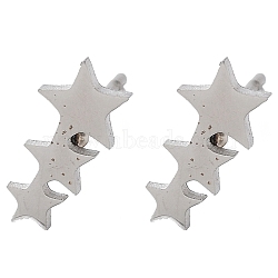 304 Stainless Steel Stud Earrings, Stainless Steel Color, Star, 10.5x5mm(EJEW-M242-01A-P)