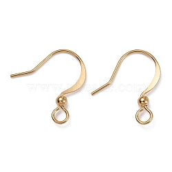 Brass Earring Hooks, with Horizontal Loop and Beads, Long-Lasting Plated, Real 18K Gold Plated, 16x15.5x2.5mm, Hole: 2.5mm, Pin: 0.5mm(X-KK-F824-016G)