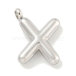 Non-Tarnish 304 Stainless Steel Pendants, Letter Charm, Stainless Steel Color, Letter X, 23.5x12.5x5.5mm, Hole: 3mm(STAS-C102-16P-X)