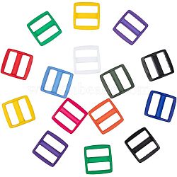 Plastic Buckles, Rectangle, Mixed Color, 33x31.5x7mm, Hole: 9x25.5mm, 6pcs/color, 66pcs/box(KY-NB0001-03)