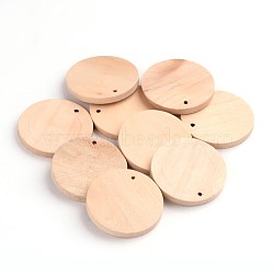 Wood Pendants, Flat Round, BurlyWood, 34.5x3.5mm, Hole: 1mm(X-ZX-TB211Y)