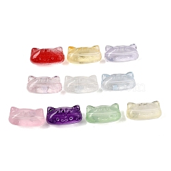 Transparent Handmade Lampwork Beads, Cat Shape, Mixed Color, 15~15.5x29.5~30x13.5mm, Hole: 1.6mm(LA-CBA3B34-01)