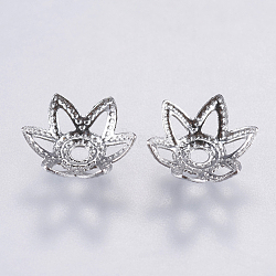 316 Surgical Stainless Steel Fancy Bead Caps, Flower, 6-Petal, Filigree, Stainless Steel Color, 6.5x2mm, Hole: 1mm(X-STAS-K170-02P)