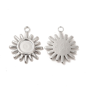 304 Stainless Steel Pendant Cabochon Settings, Sun, Stainless Steel Color, Tray: 6mm, 18.5x15.5x2mm, Hole: 1.8mm
