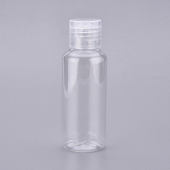 PET Squeeze Bottles, with Flip Top Cap, Round Shoulder, Refillable Bottles, for Shampo, Body Wash, Lotion, Hand Snitizer, Clear, 9.25x3.25cm, Capacity: 50ml