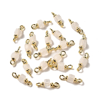 Natural Quartz Crystal Connector Charms, Rock Crystal Rectangle Links with Real 18K Gold Plated Brass Double Loops, 15x4x4mm, Hole: 1.4~2mm