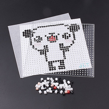 DIY Melty Beads Fuse Beads Sets: Fuse Beads, ABC Plastic Pegboards, Pattern Paper and Ironing Paper, Panda Pattern, Square, Colorful, 14.7x14.7cm