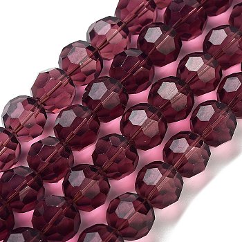 K9 Glass, Imitation Austrian Crystal Bead Strands, Grade AAA, Faceted Round, Purple, 12mm, Hole: 0.9~1mm, about 33pcs/strand, 15.7 inch