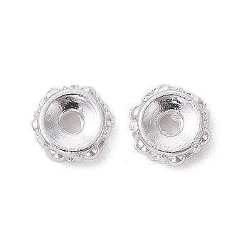 Alloy Spacer Beads, Long-Lasting Plated, Flower Shape, Silver, 5x1.5mm, Hole: 1.2mm