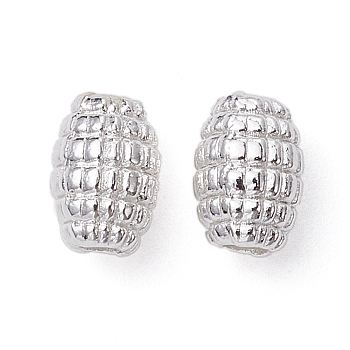 Alloy Spacer Beads, Long-Lasting Plated, Textured, Oval, Silver, 7x5mm, Hole: 1.8mm