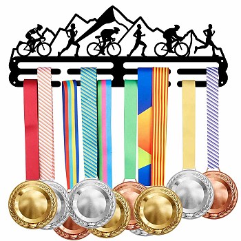 Running & Riding Theme Iron Medal Hanger Holder Display Wall Rack, with Screws, Sports Themed Pattern, 150x400mm