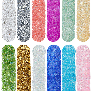 HOBBIESAY 180G 12 Colors Bubble Beads, DIY 3D Nail Art Decoration Mini Glass Beads, Tiny Caviar Nail Beads, Mixed Color, 1.5~3mm, 15g/color