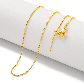 Brass Ball Chain Necklaces for Women, Real 24K Gold Plated, 17.72 inch(450mm)