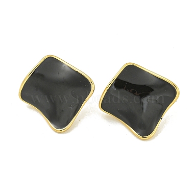 PVD Vacuum Plating 304 Stainless Steel & Enamel Stud Earrings for Women(EJEW-G401-02G-03)-2