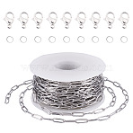 304 Stainless Steel Paperclip Chains Bracelet Necklace DIY Making Kit, Jewelry Set Making, Stainless Steel Color, 5~12x4~6.5x0.5~3.5mm, Hole: 1mm(DIY-TA0009-67)