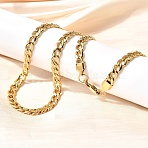 6MM 304 Stainless Steel Cuban Link Chain Necklaces for Women Men, PVD Vacuum Plating, Real 22K Gold Plated, 19.69 inch(50cm)(NJEW-B134-01A-G)