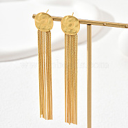Brass Dangle Stud Earrings, Chains Tassel Earrings, Real 18K Gold Plated, 120x15mm(NL5730-2)