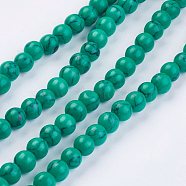 Imitation Synthetic Turquoise Bead Strands, Dyed, Round, Green, 6~6.5mm, Hole: 1mm, about 67pcs/strand, 15.74 inch(G-F434-6mm-03)