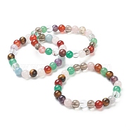 Natural Mixed Wealth Stone Beaded Stretch Bracelets, Round, Beads: 8~8.5mm, Inner Diameter: 2-1/8 inch(5.5cm)(BJEW-D446-C-39)