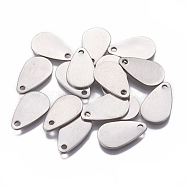 201 Stainless Steel Pendants, Stamping Blank Tag, Teardrop, Stainless Steel Color, 18x11x1mm, Hole: 1.8mm(STAS-L234-055P)